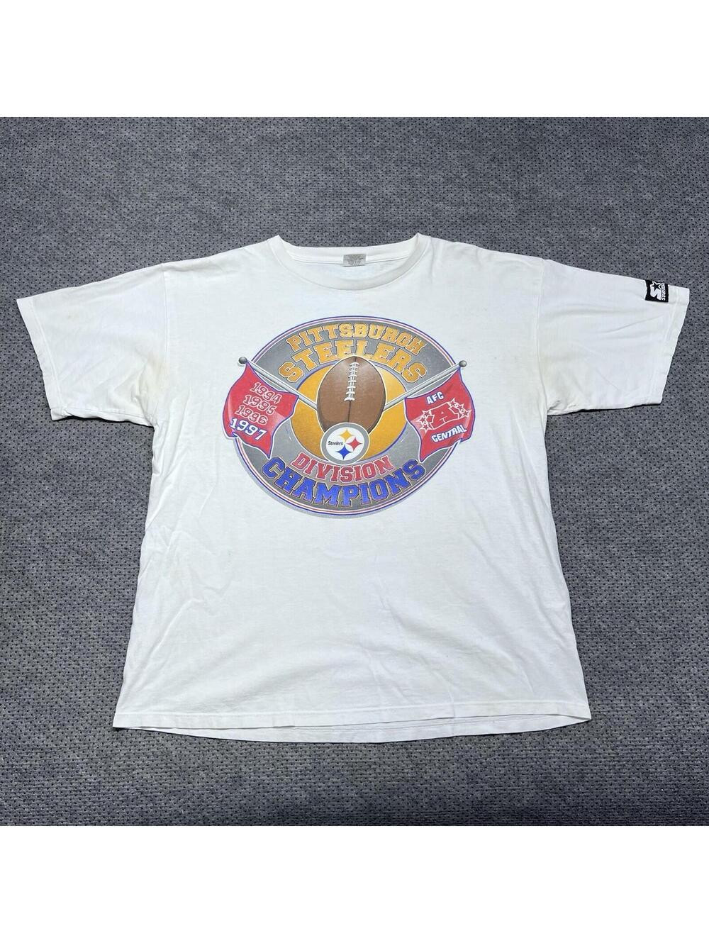 Vintage 1997 Starter Pittsburgh Steelers T-Shirt Large Divisional Champions RARE